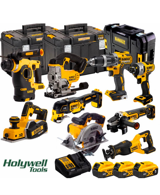Dewalt 18V 10 Piece Power Tool Kit with 3 x 5.0Ah Batteries HolywellXL